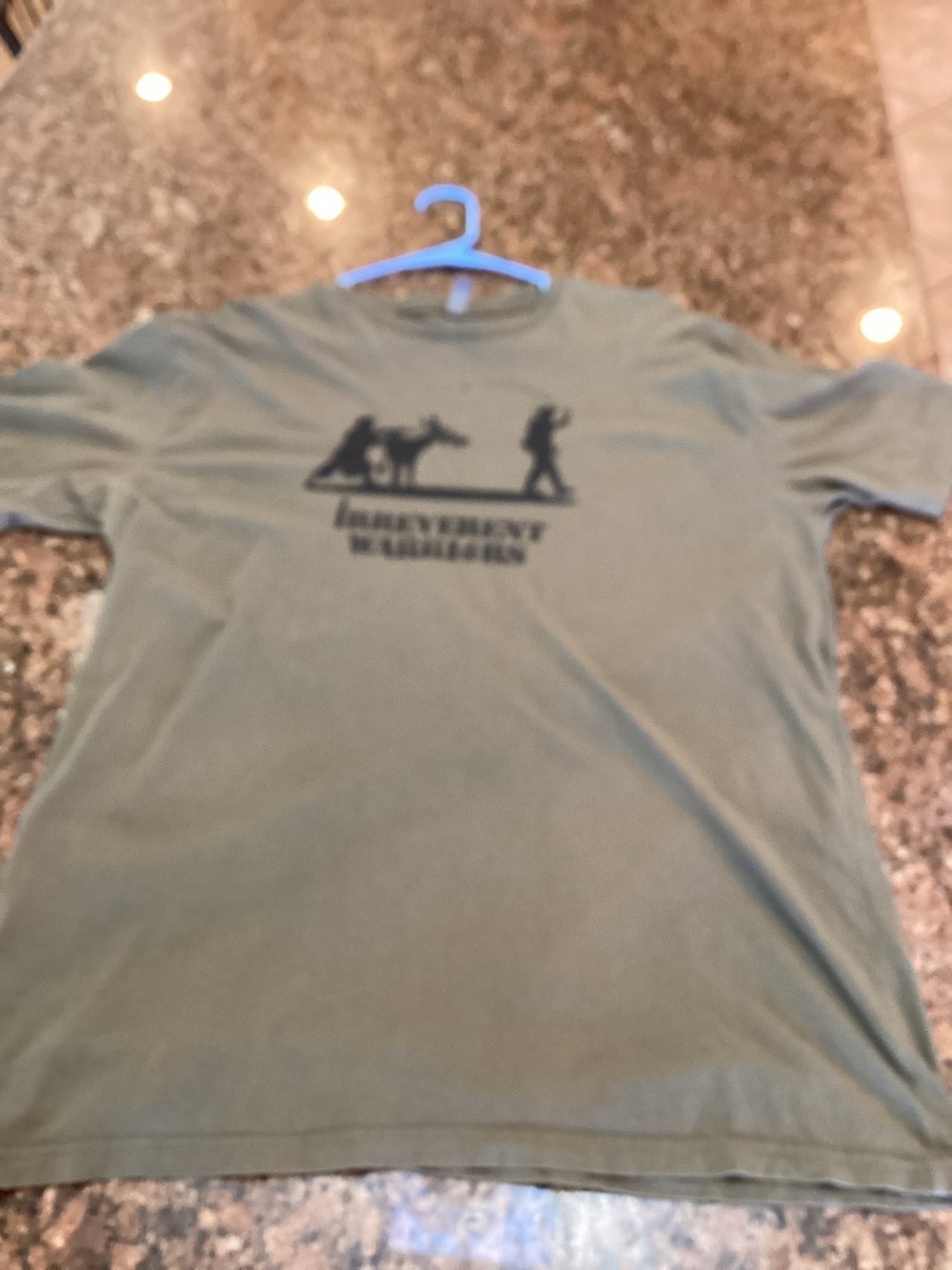 Irreverent Warriors,Olive Green Graphic Men’s T-Shirt ,Size Extra Large